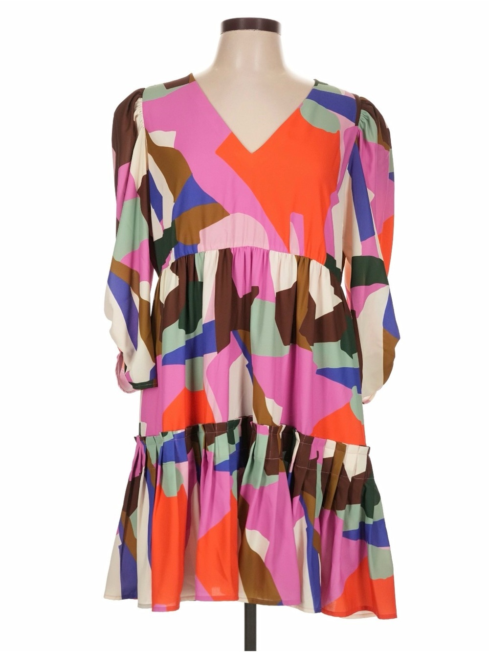 Crosby by Mollie Burch Vibrant Multi-Color V-Neck Tiered Shape Shifter Dress